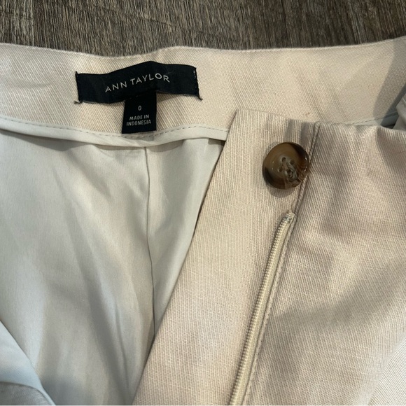 Ann Taylor Linen Women’s The Seamed Wide leg Dress Pants size 0 cream - Picture 9 of 14